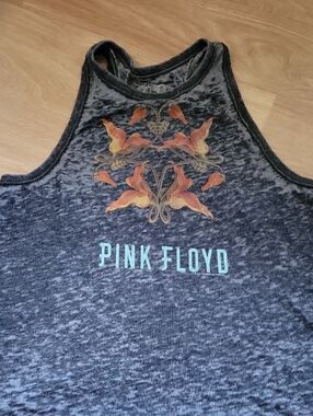 Pink Floyd Heather Blue Tank with Orange Floral Motif